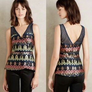 Anthropologie HD in Paris Metallic Jacquard Yana Top Size 4 New